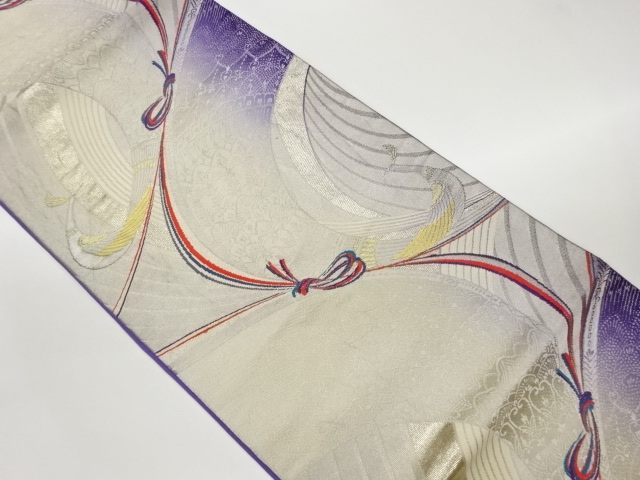 JAPANESE KIMONO / VINTAGE FUKURO OBI / WOVEN ABSTRACT BIRD